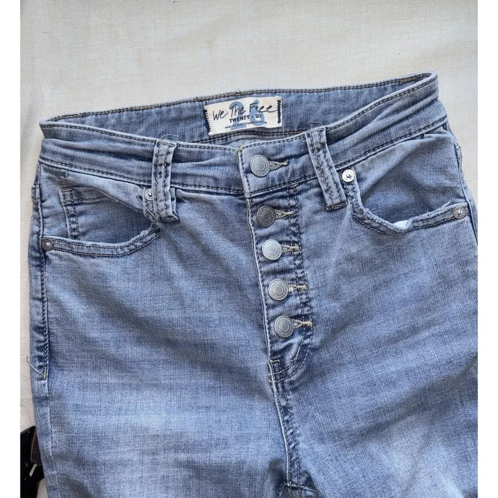 Free People We The Free Jeans Womens 26 Blue Excellent High Rise Wide Leg Boho